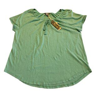 NWT Natural Reflections Top XL Agate Green Laurel Grove Blouse Peasant Boho NEW